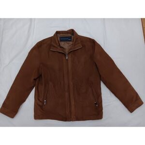 WEATHERPROOF Men's Brown Perforated Faux Suede Bomber‎ Jacket Size Medium